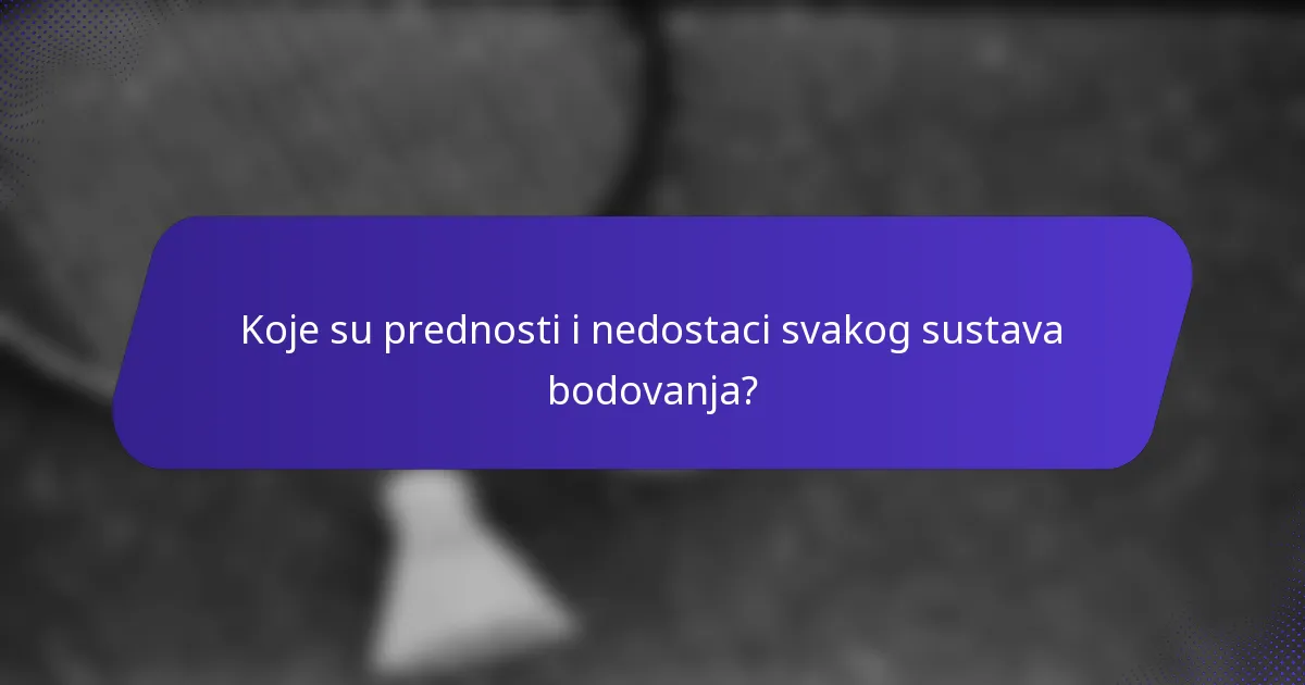 Koje su prednosti i nedostaci svakog sustava bodovanja?